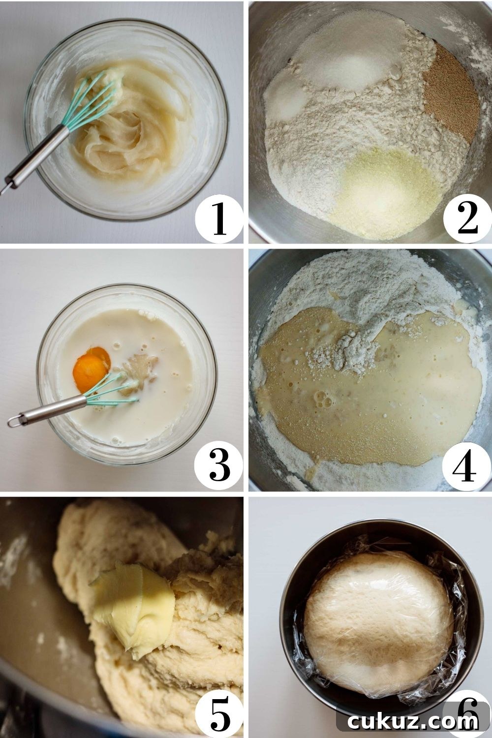 Step by step collage of this shokupan recipe.