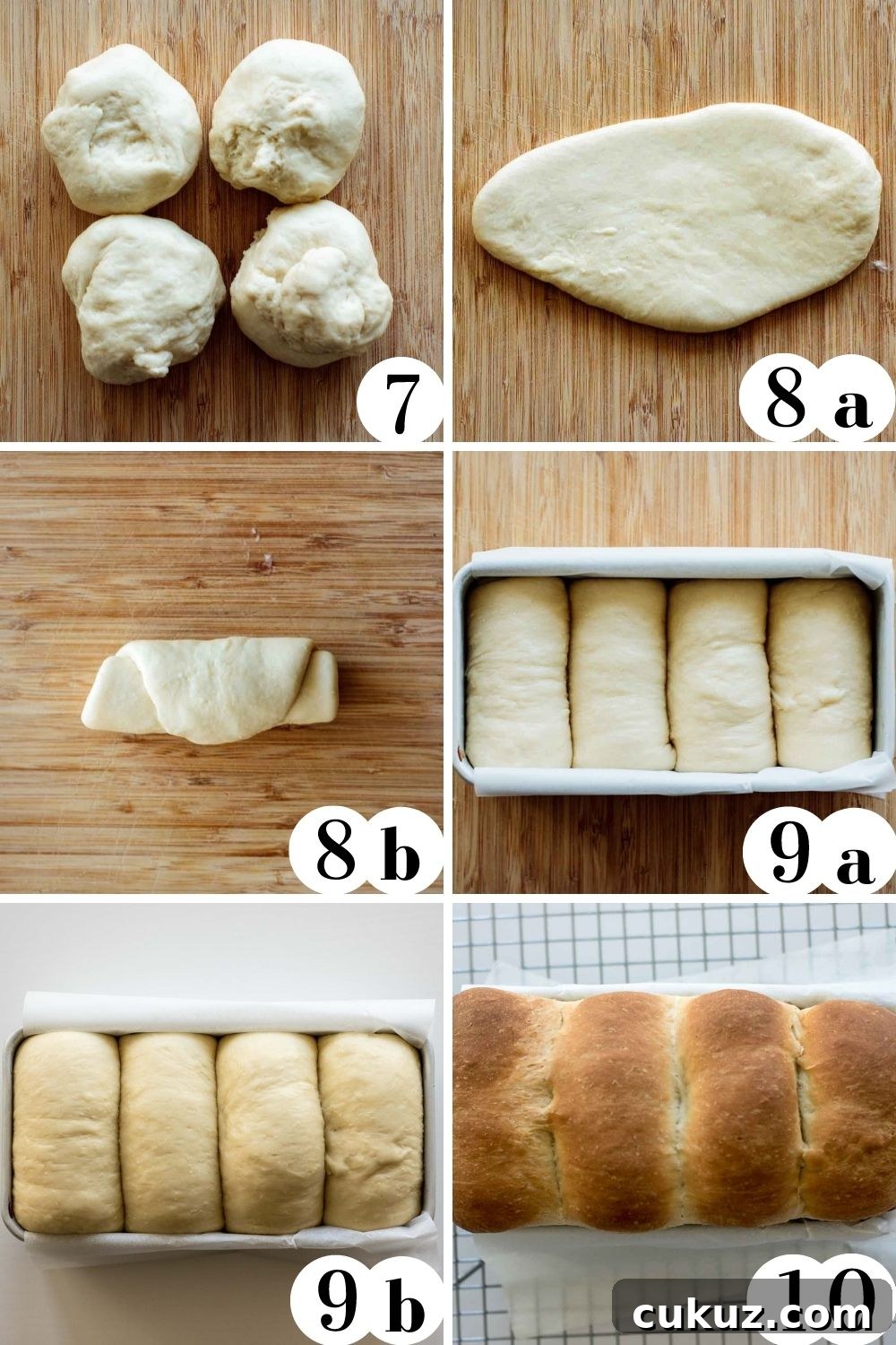 Step by step collage of this shokupan recipe.