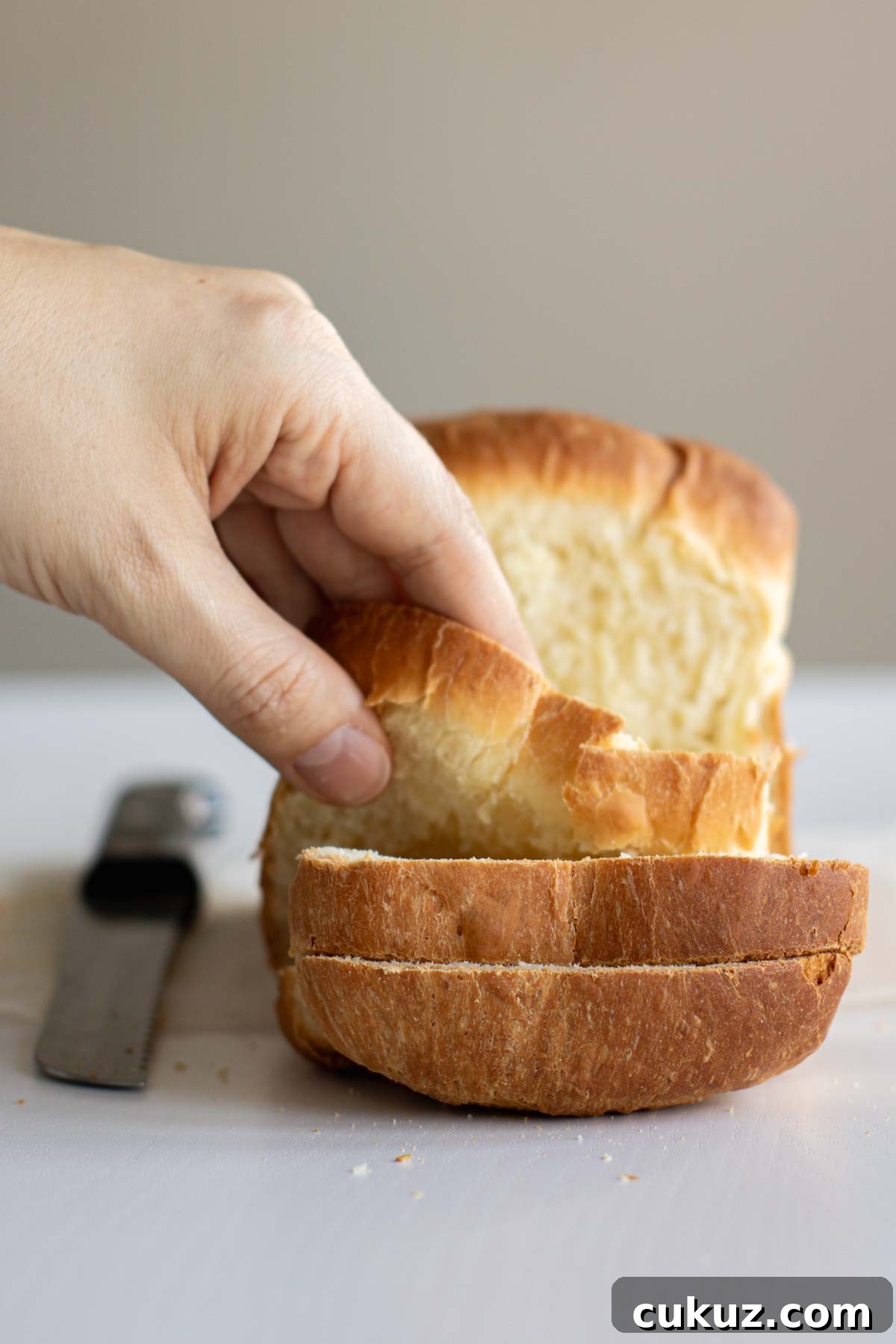 Shokupan bread, sliced.