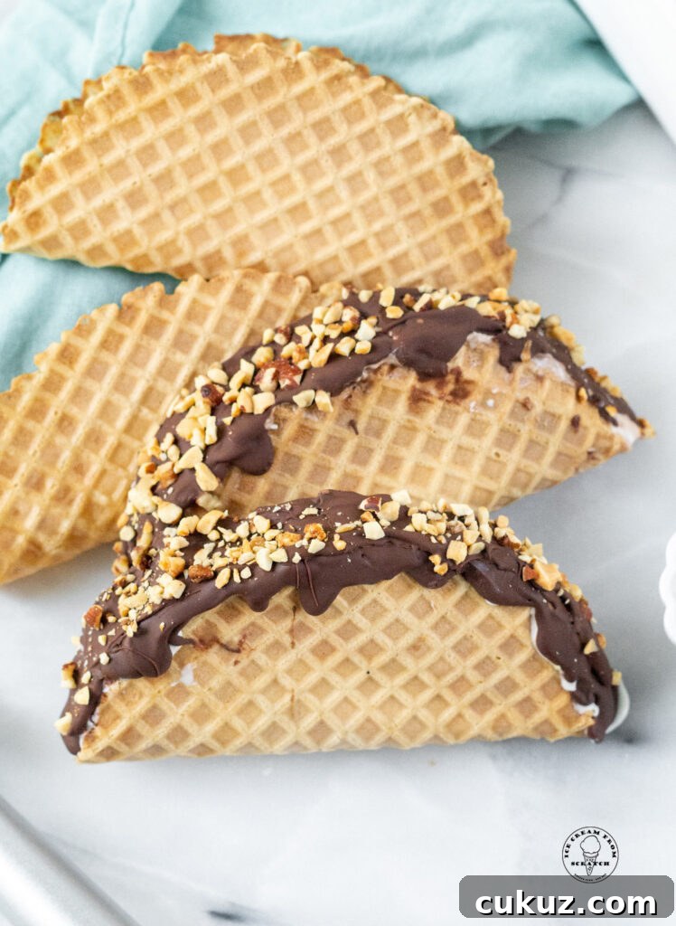 close up of two choco tacos