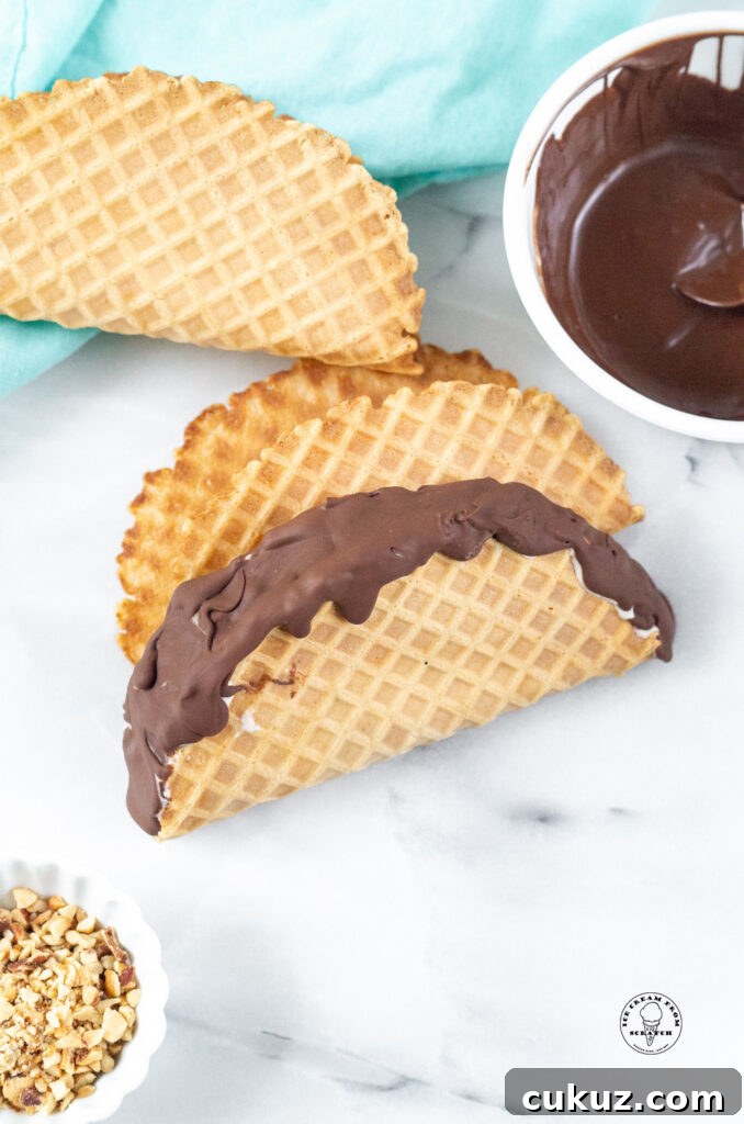 chocolate on top of a choco taco