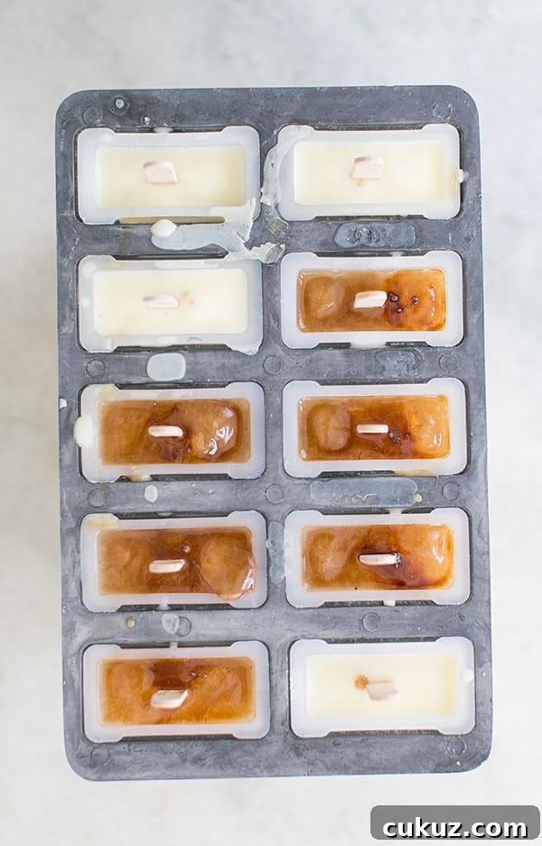 Peppermint Cold Brew Popsicles Recipe: Refreshing Iced Coffee Treat 4 Frozen popsicles in popsicle mold