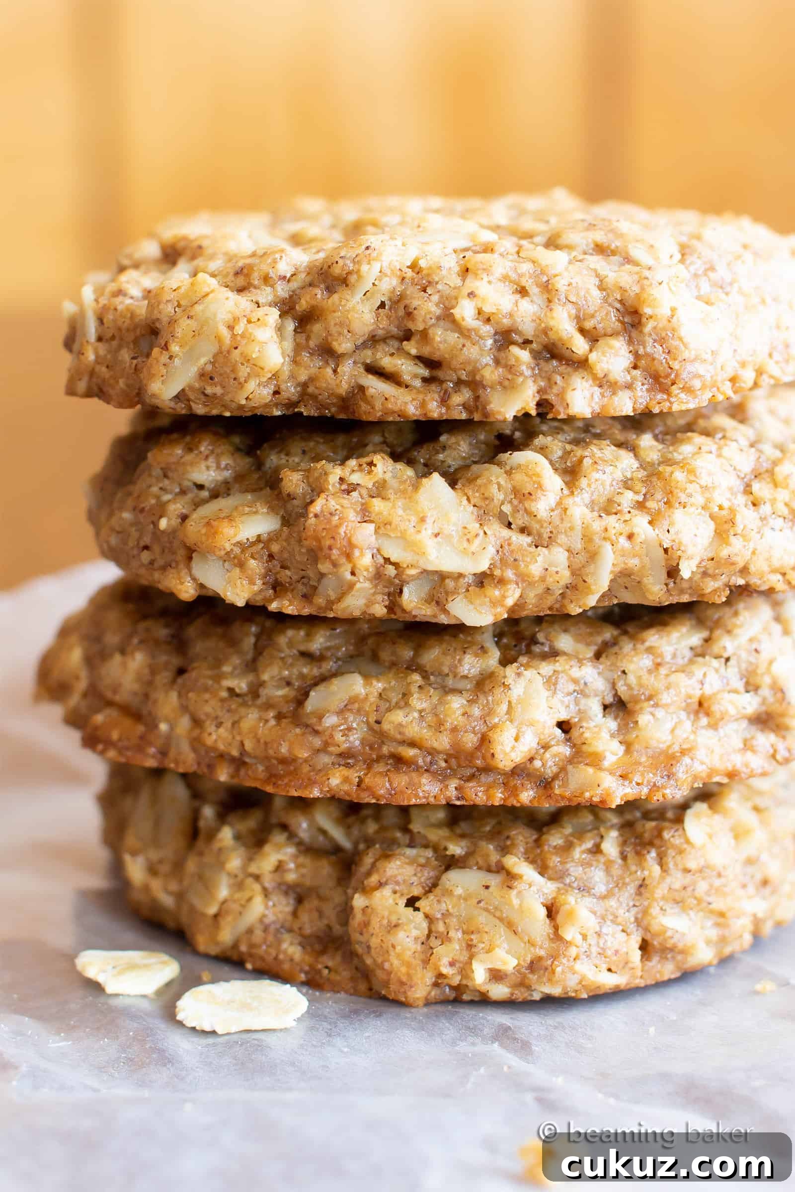 Easy Vegan Oatmeal Cookies (GF): a Simple recipe for the BEST Vegan Oatmeal Cookies! Chewy, moist centers with crispy, caramel-y edges & packed with comforting oatmeal.