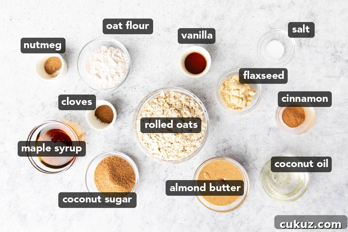 Vegan Oatmeal Cookies Ingredients in bowls