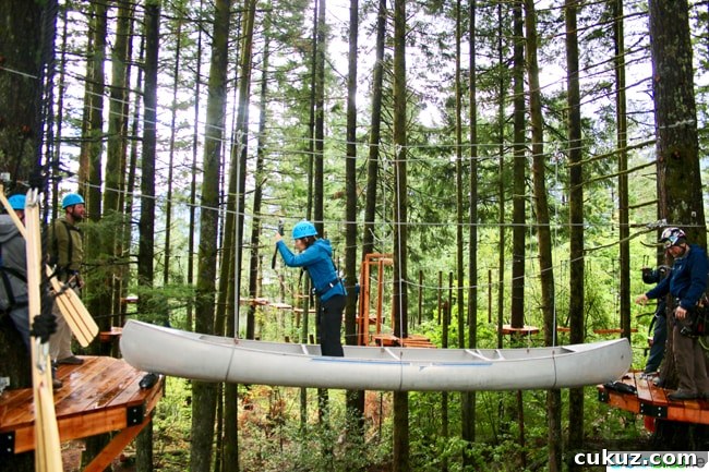 Skamania Lodge Aerial Park canoe obstacle