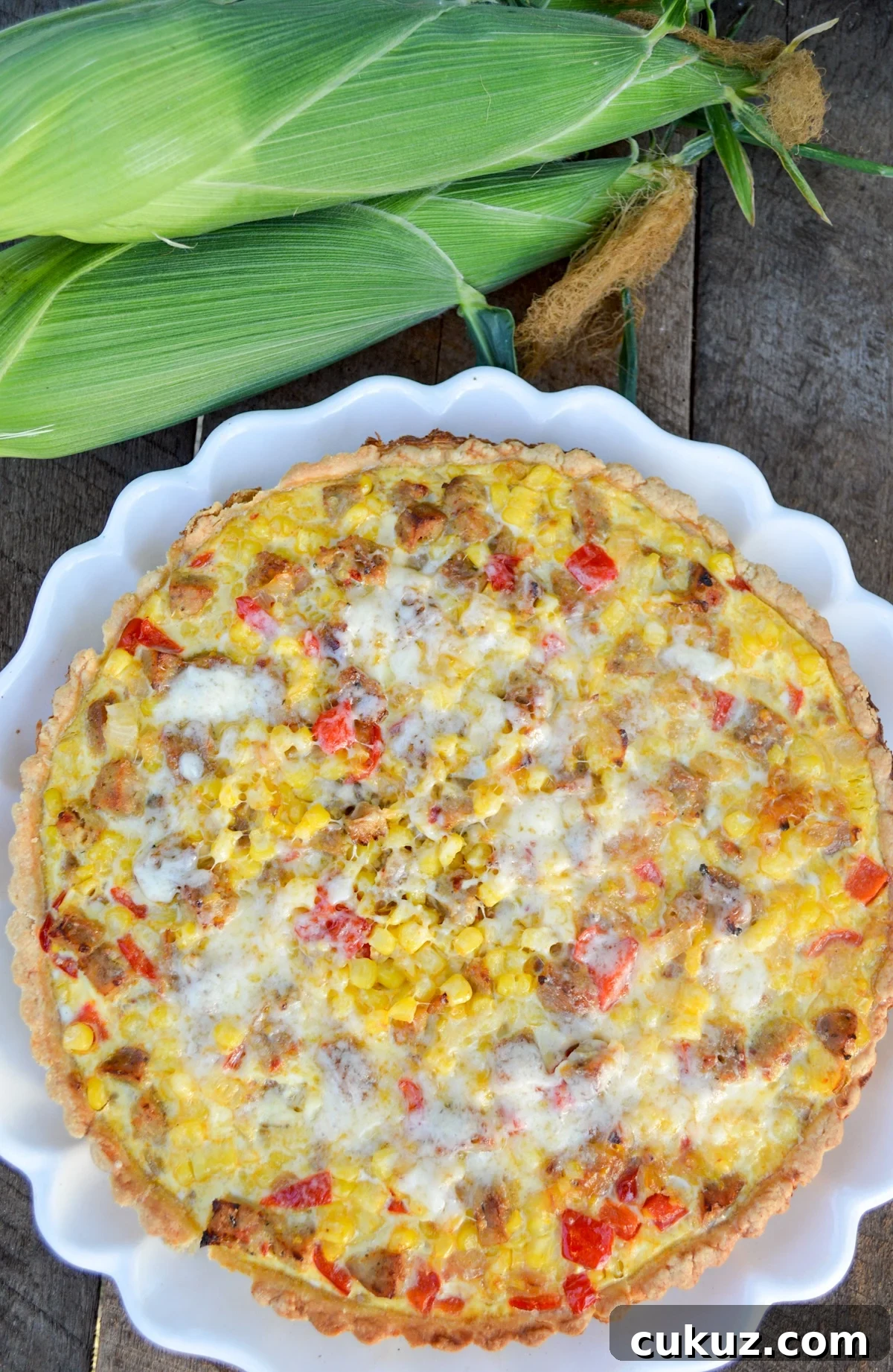 Sausage and Corn Pie with Quick Press‑In Pan Crust 2 sausage pie with ears of corn