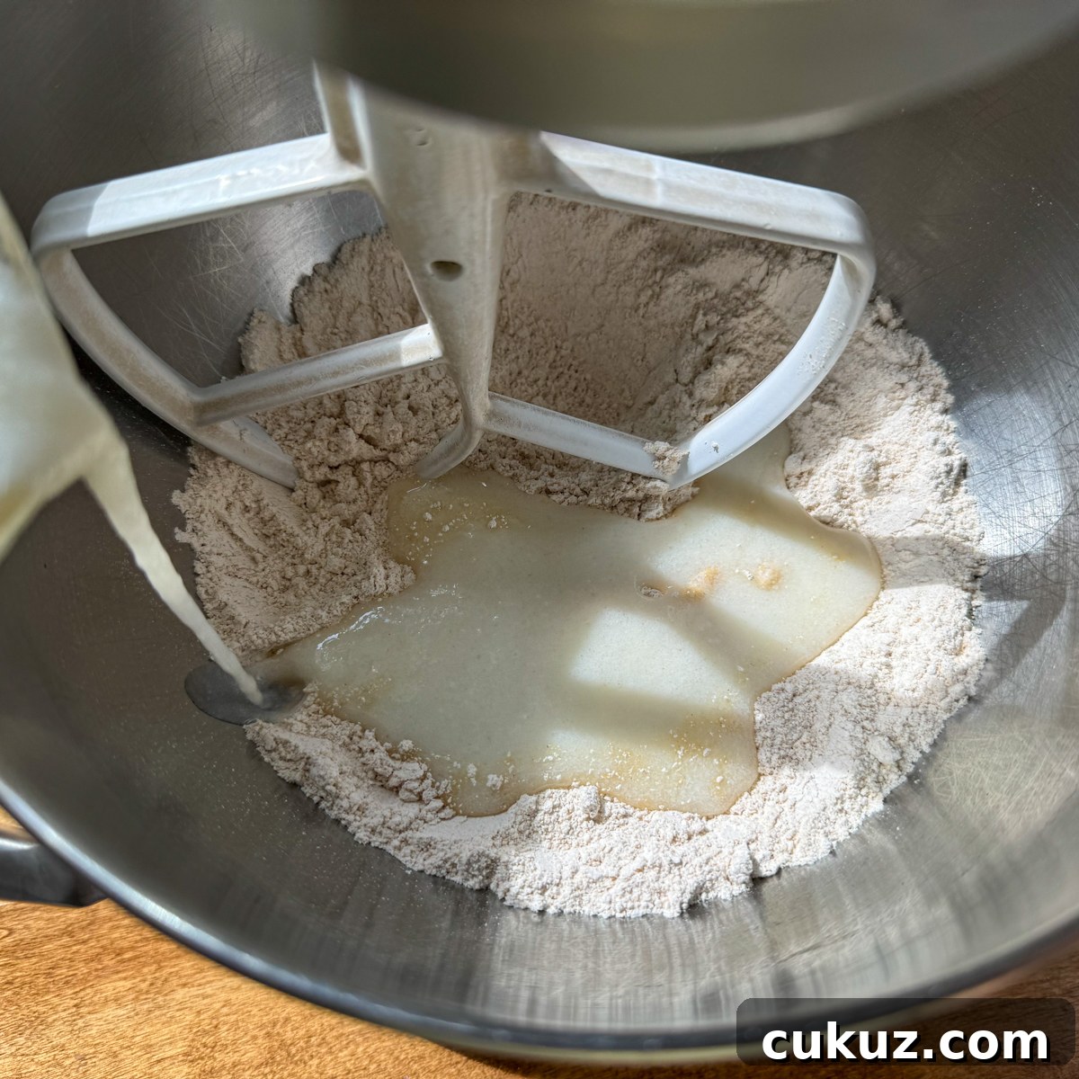 Sausage and Corn Pie with Quick Press‑In Pan Crust 4 mixing crust ingredients for sausage pie