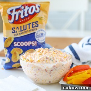 Creamy Cowboy Caviar is a fresh, flavorful dip that is perfect for any picnic, potluck, or party, and is made in under 15 minutes!