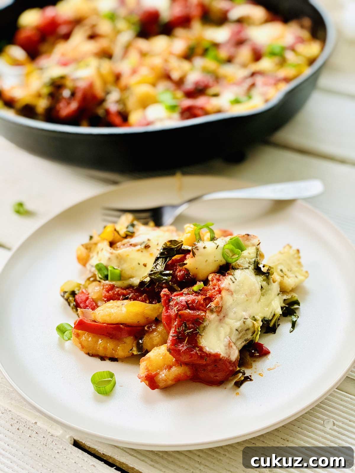 Cauliflower bake with gnocchi and mozzarella plate