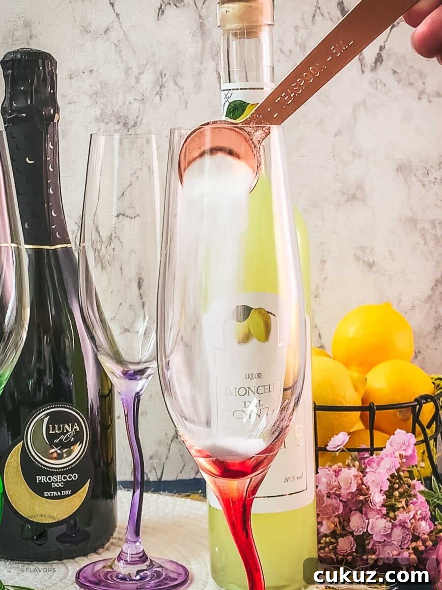 Add the granulated sugar to the serving glass.