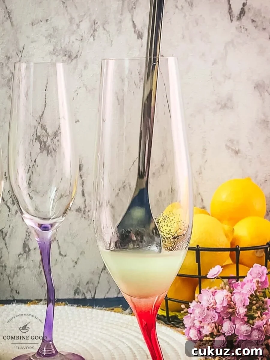 Combine the limoncello with granulated sugar using a long stemmed spoon.