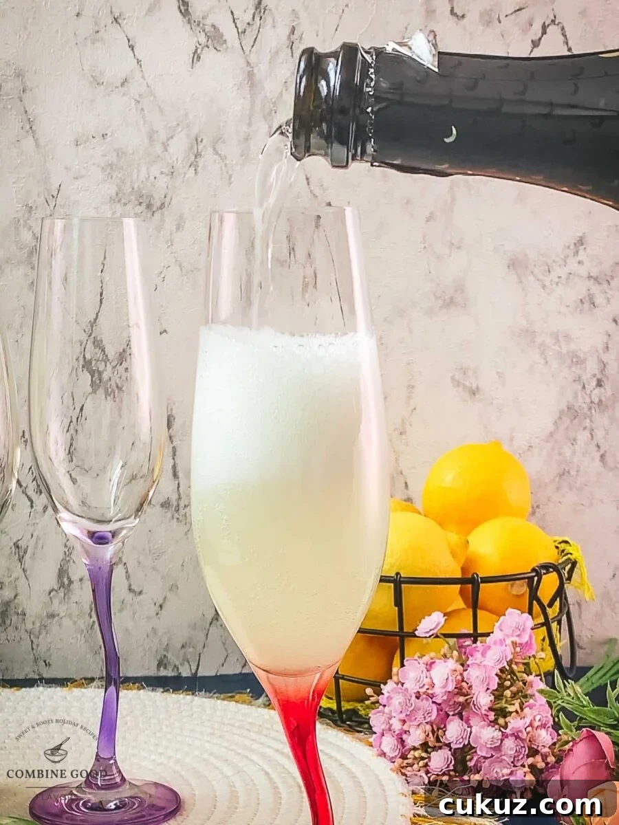 Top up the limoncello sugar mix with prosecco.