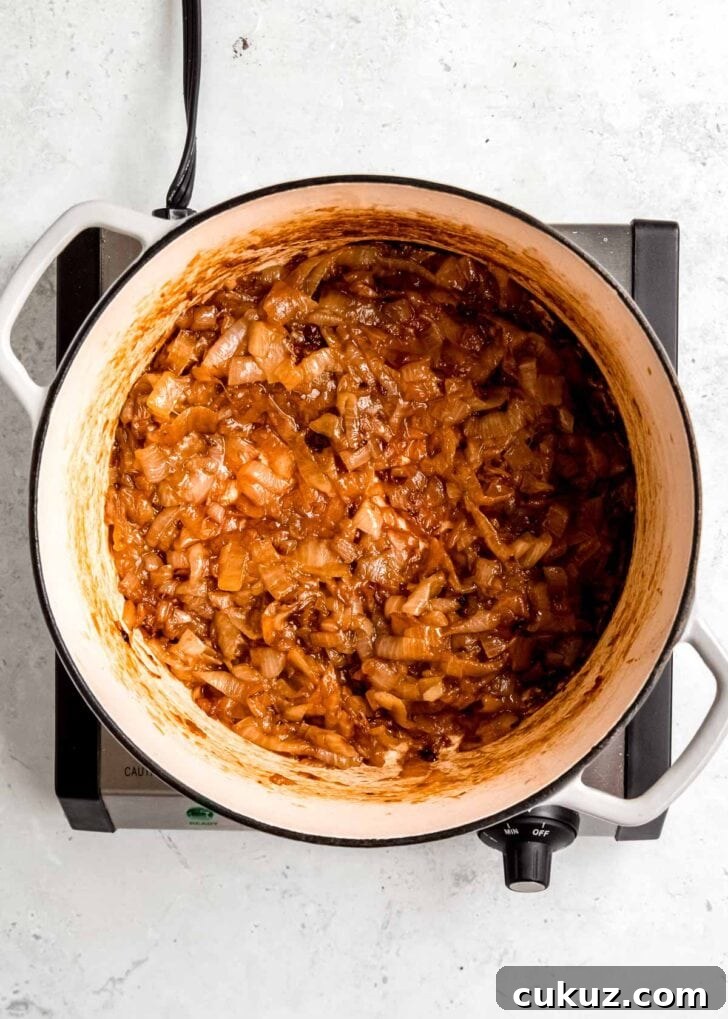 caramelized onions in a pot