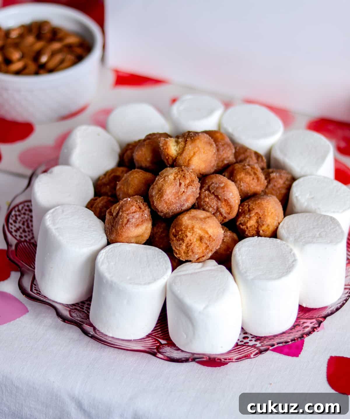 Marshmallows and donut holes.