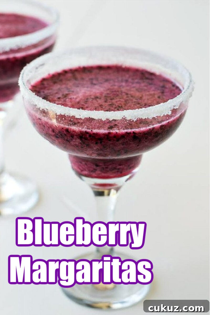 Pinterest pin for blueberry margaritas