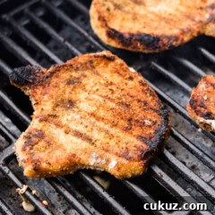 Crispy Grilled Breaded Pork Chops Recipe 12 close up of pork chop on grill