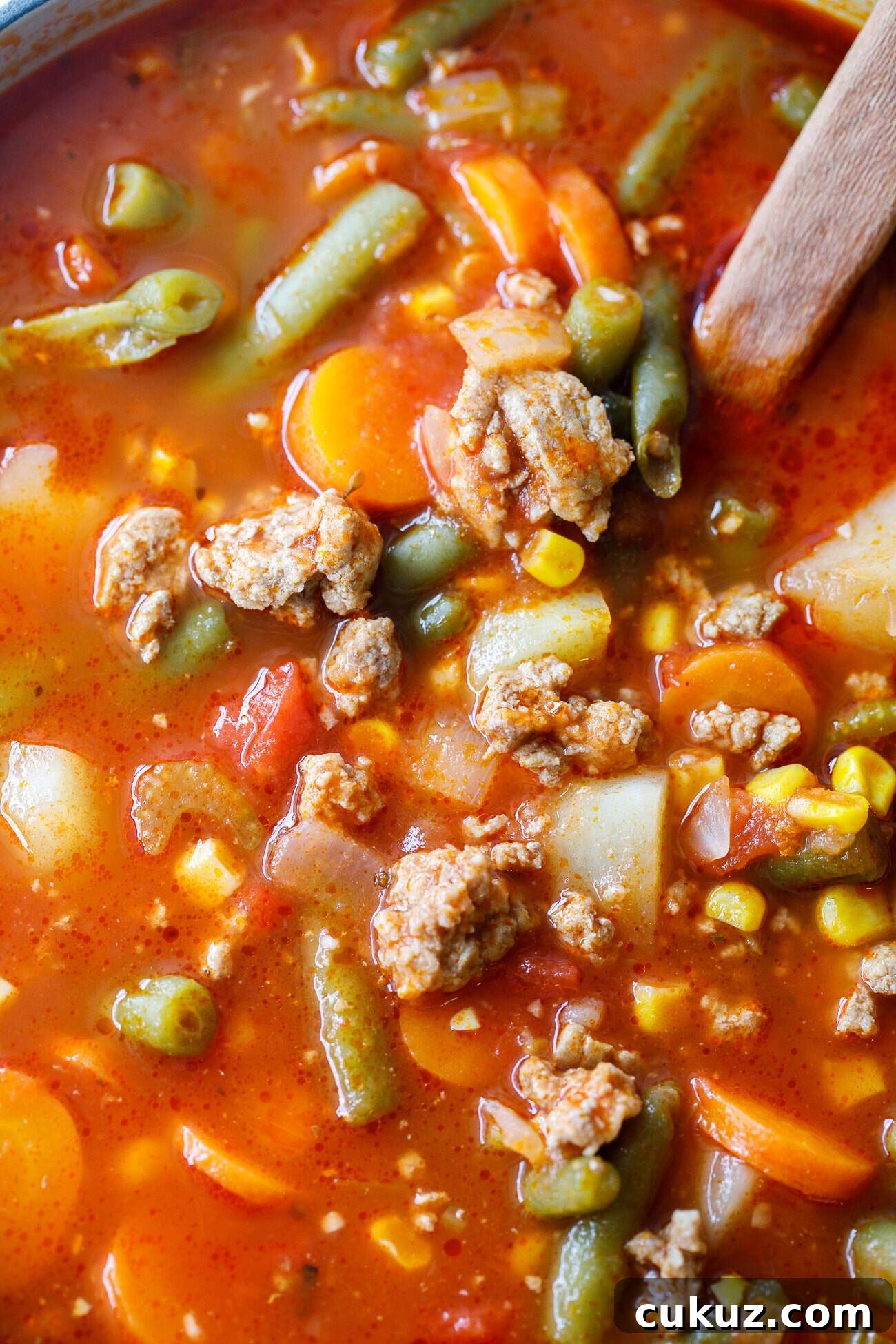 Ground Turkey Vegetable Soup - This yummy veggie soup with ground turkey recipe is easy and healthy!