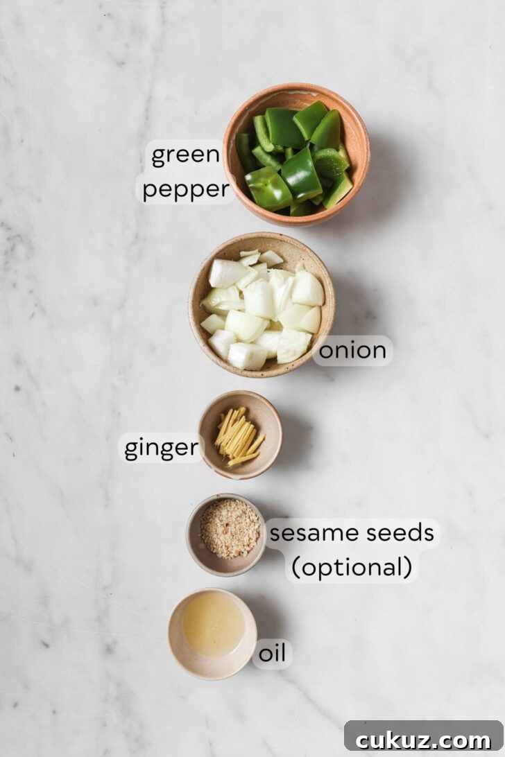 Stir Fry ingredients for Honey Ginger Chicken