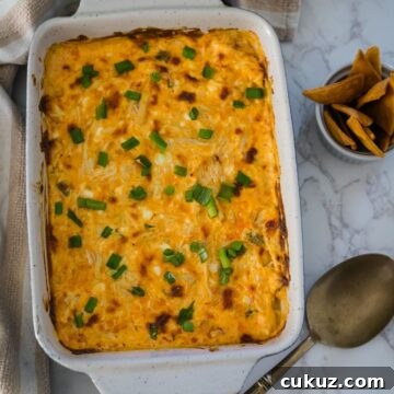 Cheesy cheesy dip in a white dish.
