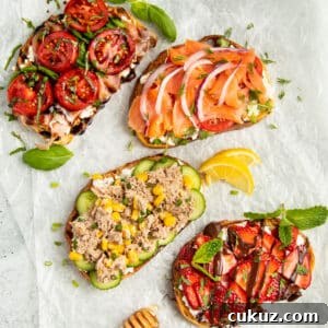 Picture of four cottage cheese toasts.