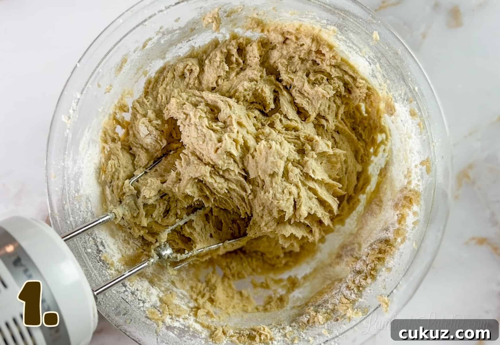 banana bread cookie dough in a bowl.