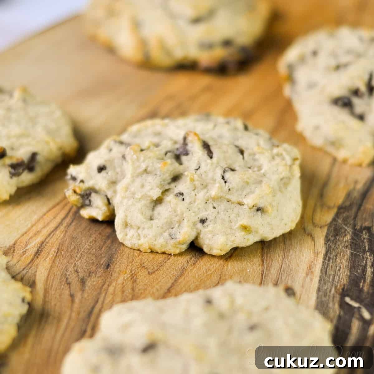 banana bread cookies on a cutting board.