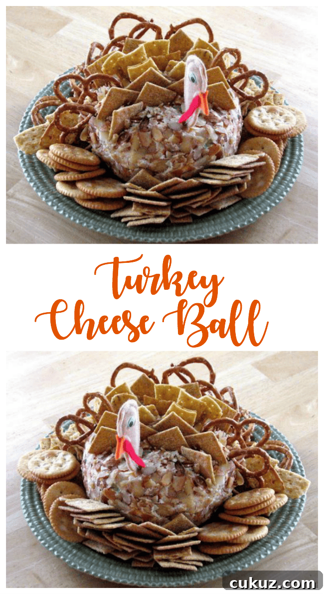 turkey cheese ball on green plate