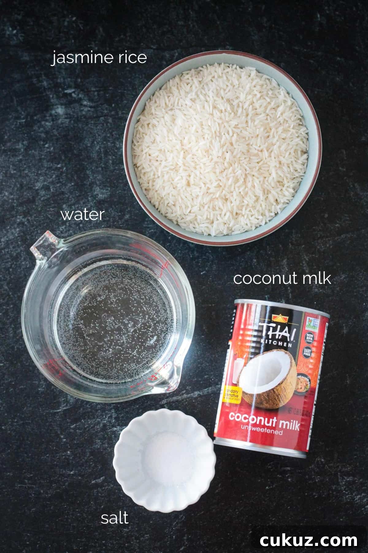 Recipe ingredients arrayed in individual bowls.