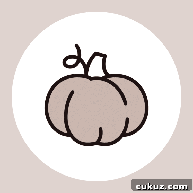 drawing of a pumpkin in a white circle with tan background