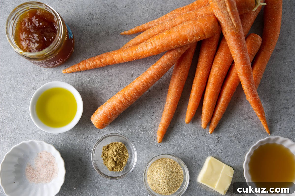 Ingredients for smoked carrots.