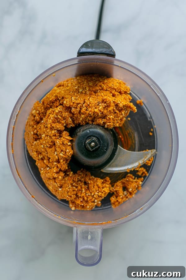 mixture for energy bites in a food processor