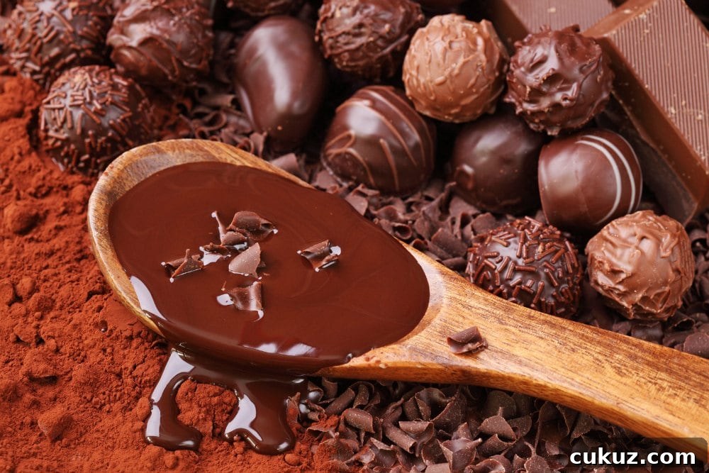 chocolate fat bombs next to a spoon of melted chocolate
