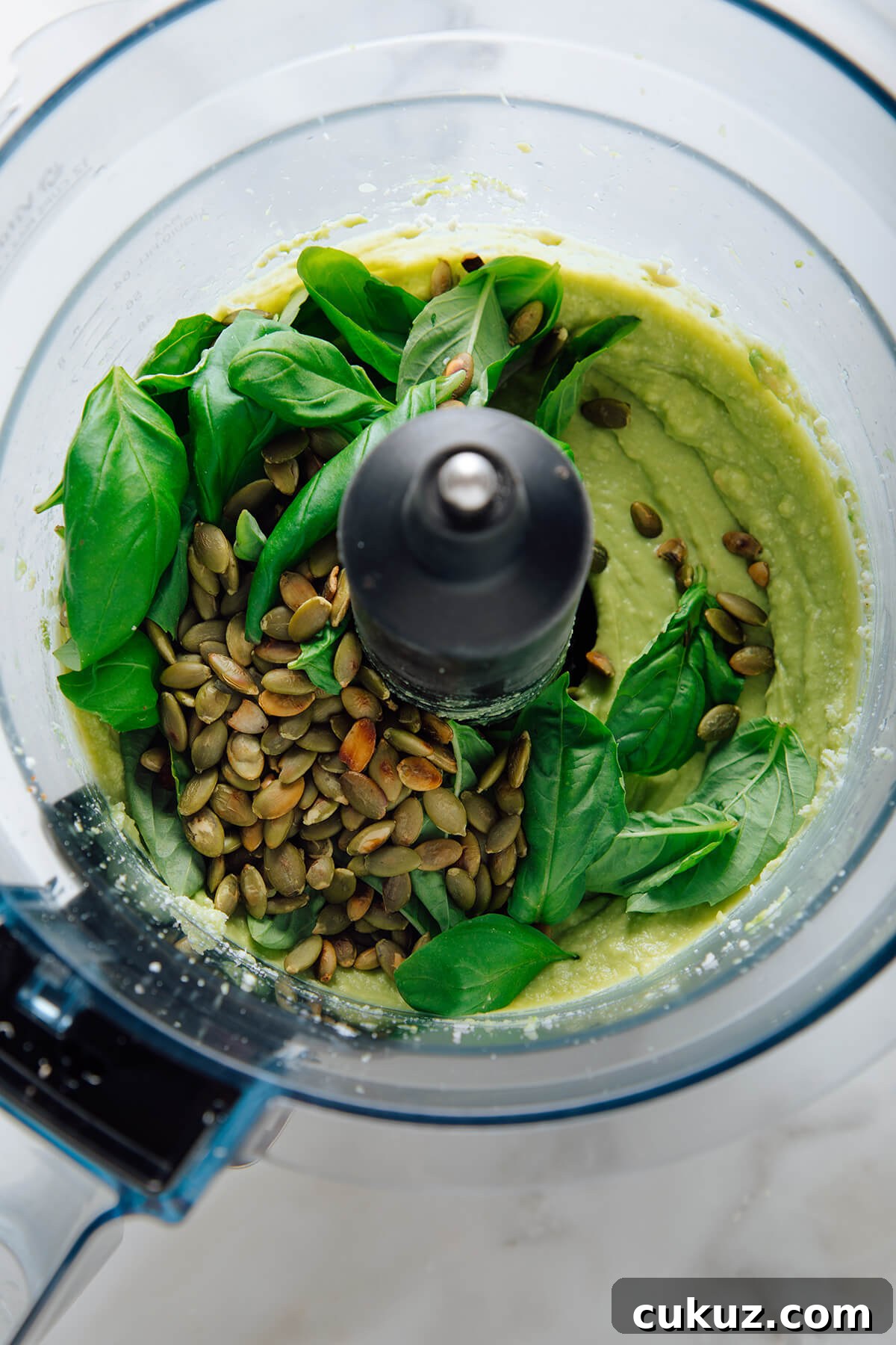 basil and pepitas in pesto