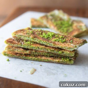 Slices of Katmer stacked together.