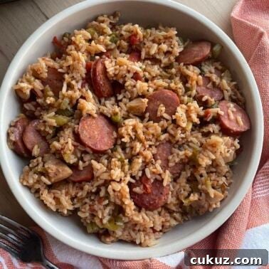 Instant Pot Country-Style Ribs with Tender, Fall-Off-the-Bone Results 11 A bowl of easy instant pot jambalaya loaded with andouille sausage.