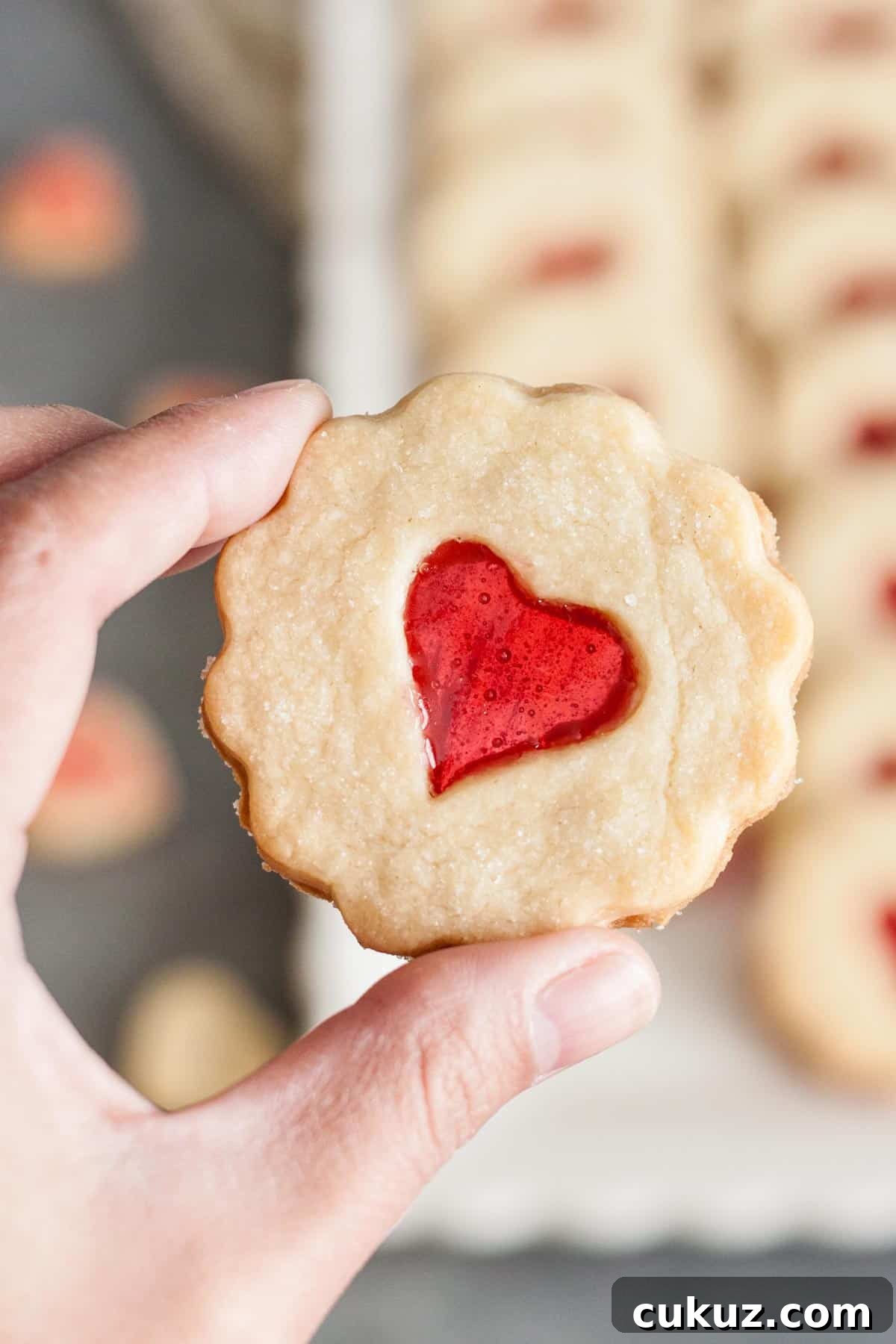 Valentine’s Day Stained Glass Shortbread Cookies with a hard candy center