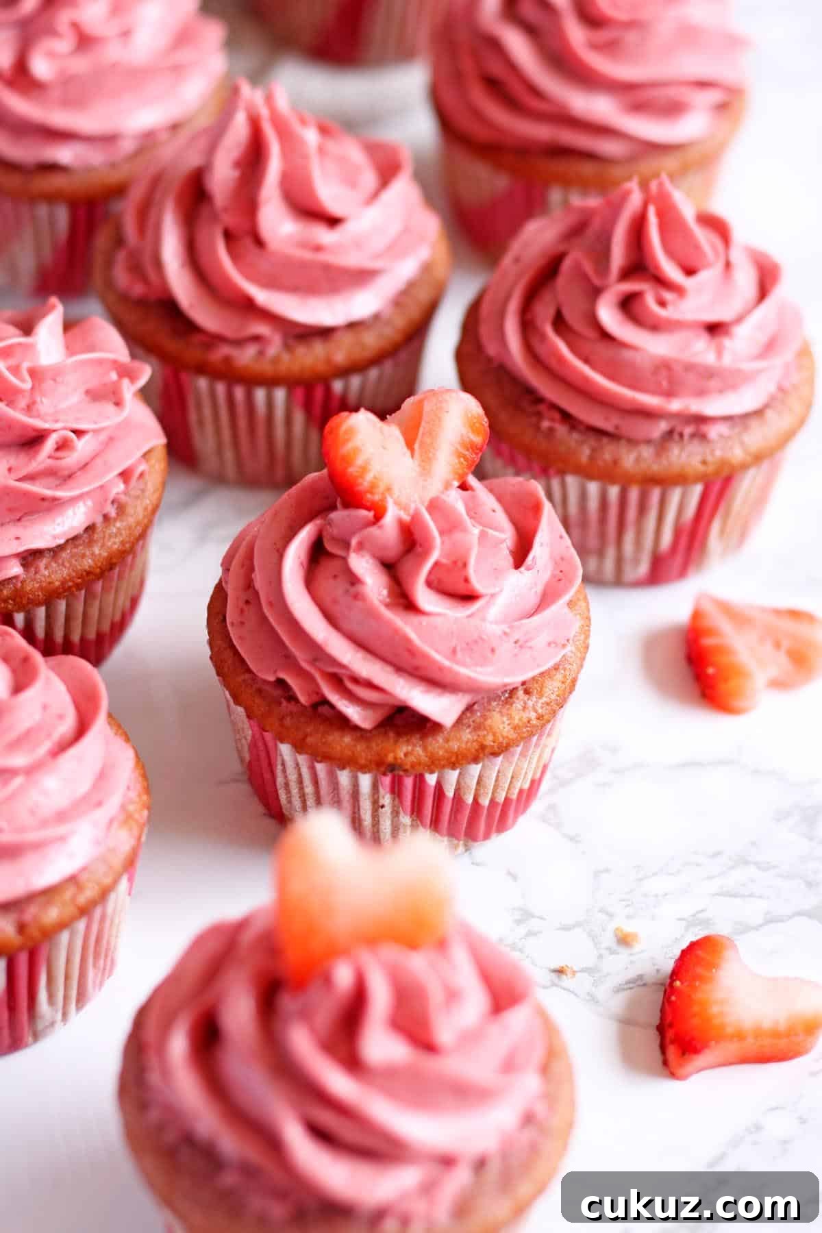 Strawberry Champagne Cupcakes with strawberry cream cheese frosting