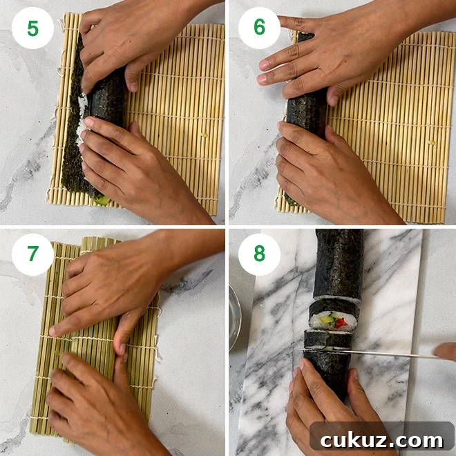 step by step picture collage showing how to make vegan sushi