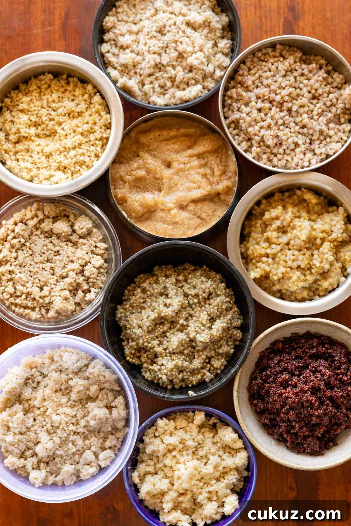 Picture of 10 different cooked millets