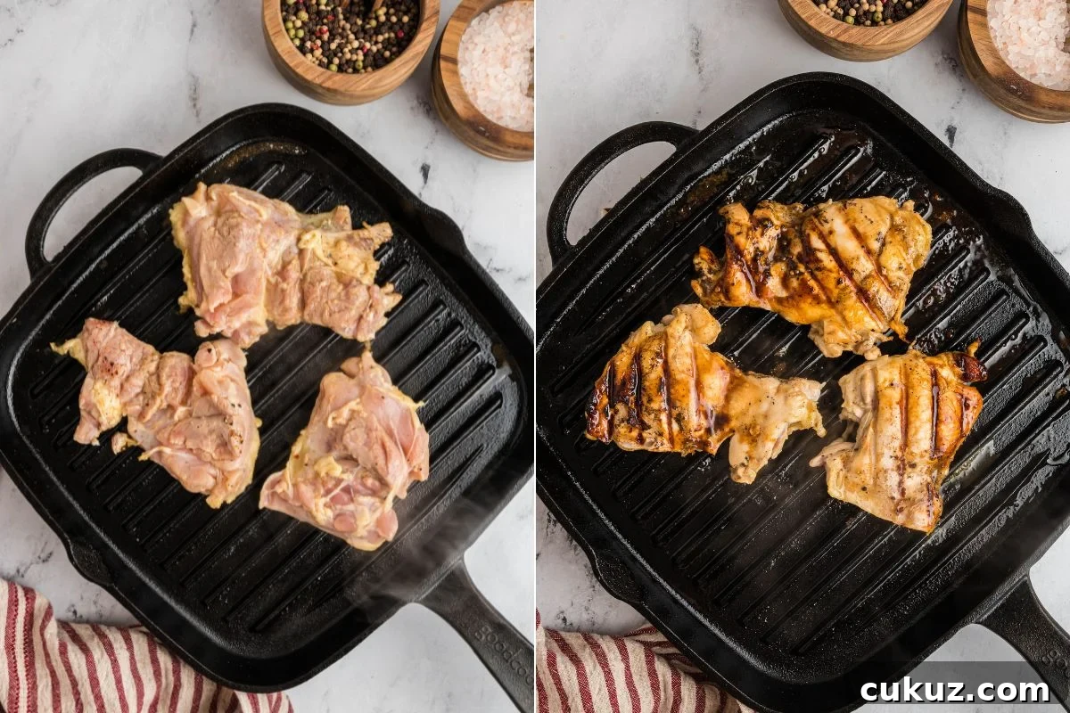 grill pan cooking chicken