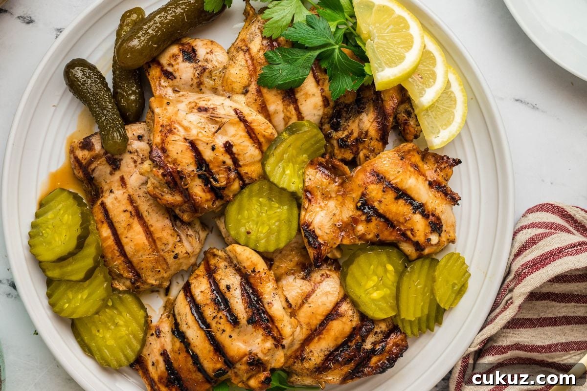 marinated chicken on plate.