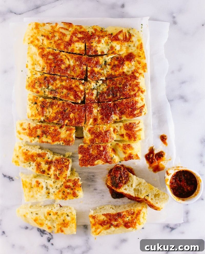 Homemade garlic bread from scratch.