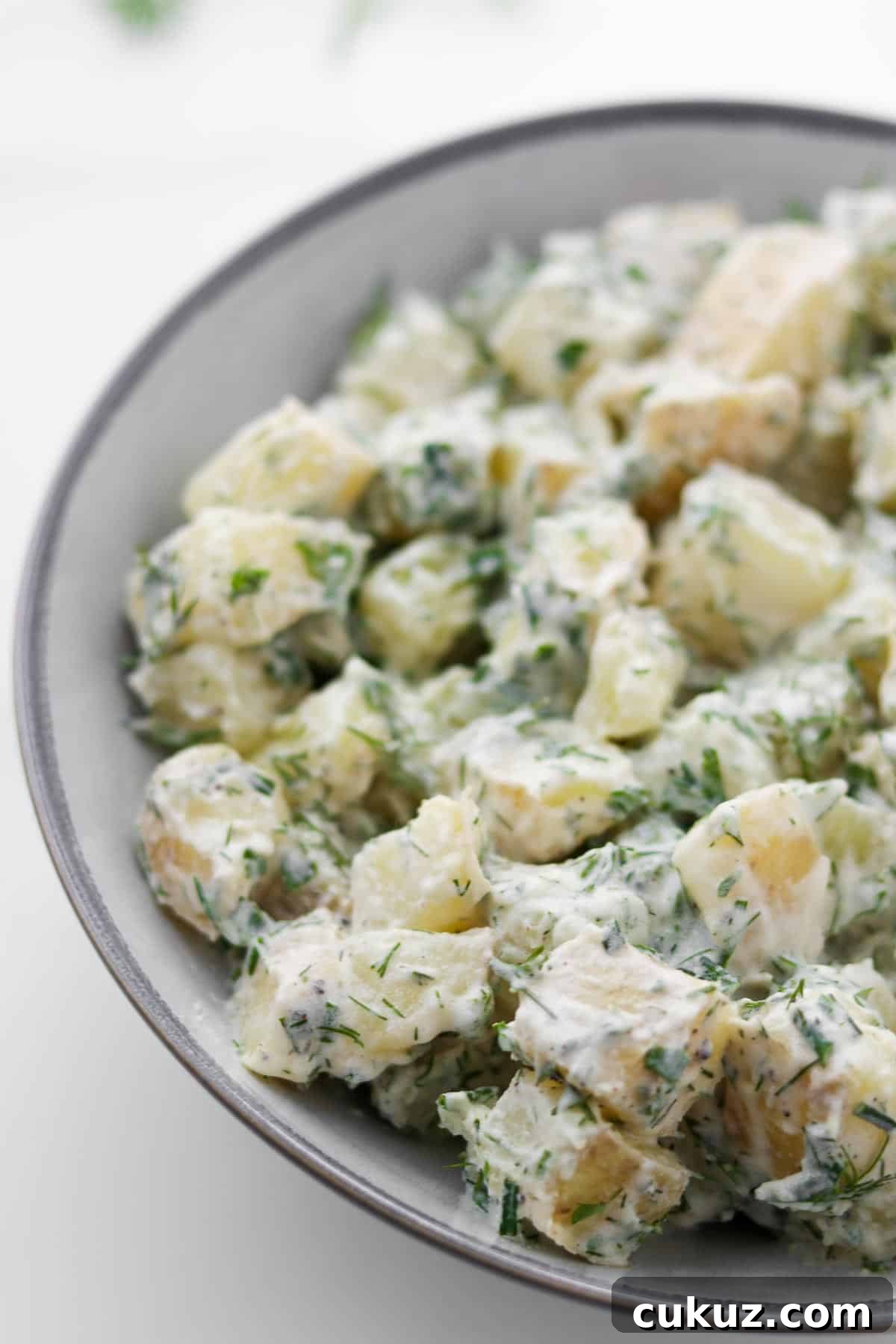 Close up of Creamy Herbed Potato Salad.
