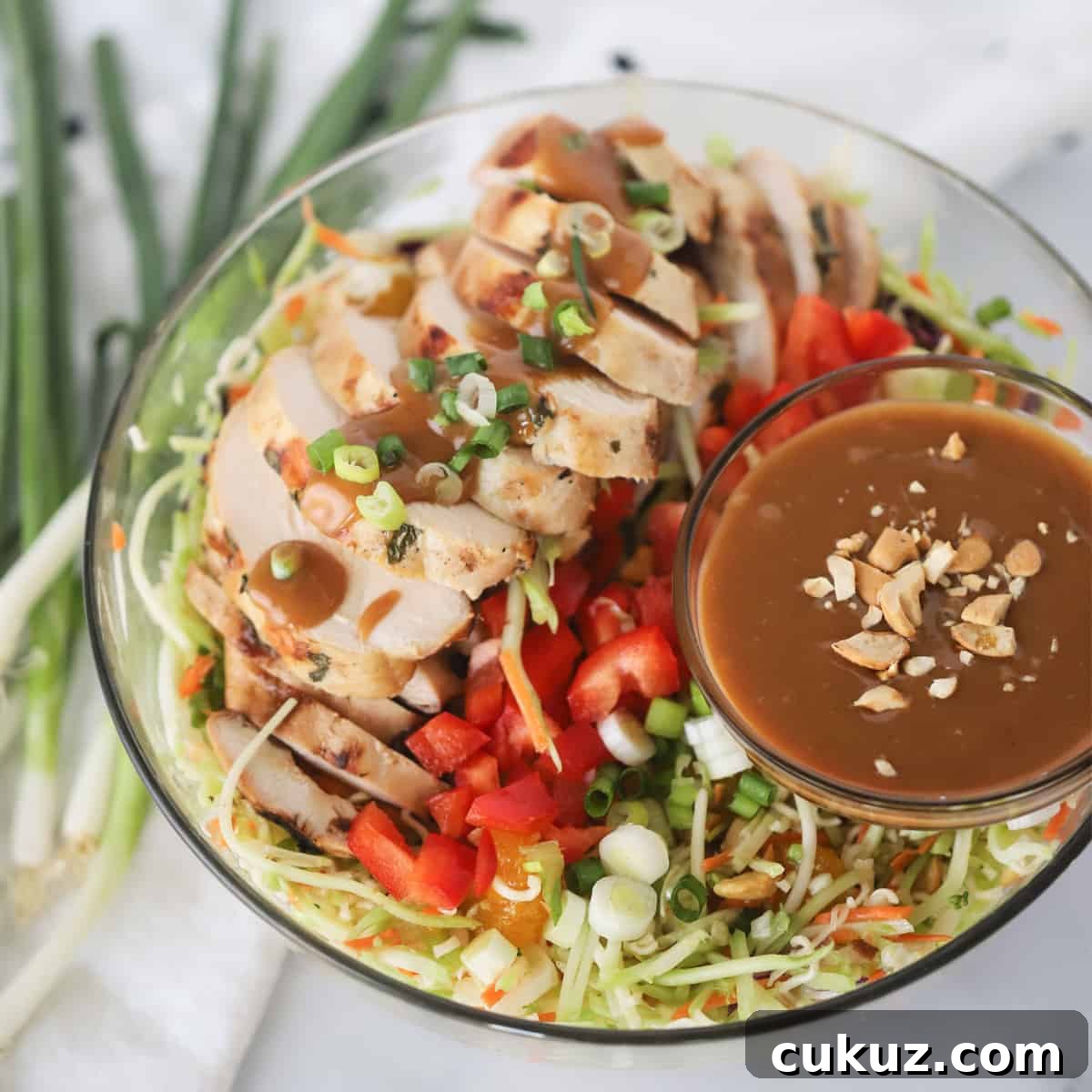 chicken chop salad, thai crunch salad, thai chopped chicken salad recipe.