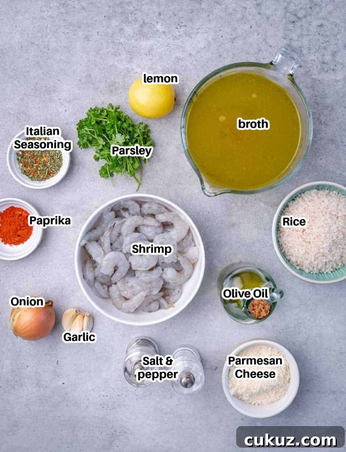 ingredients to make shrimp risotto.