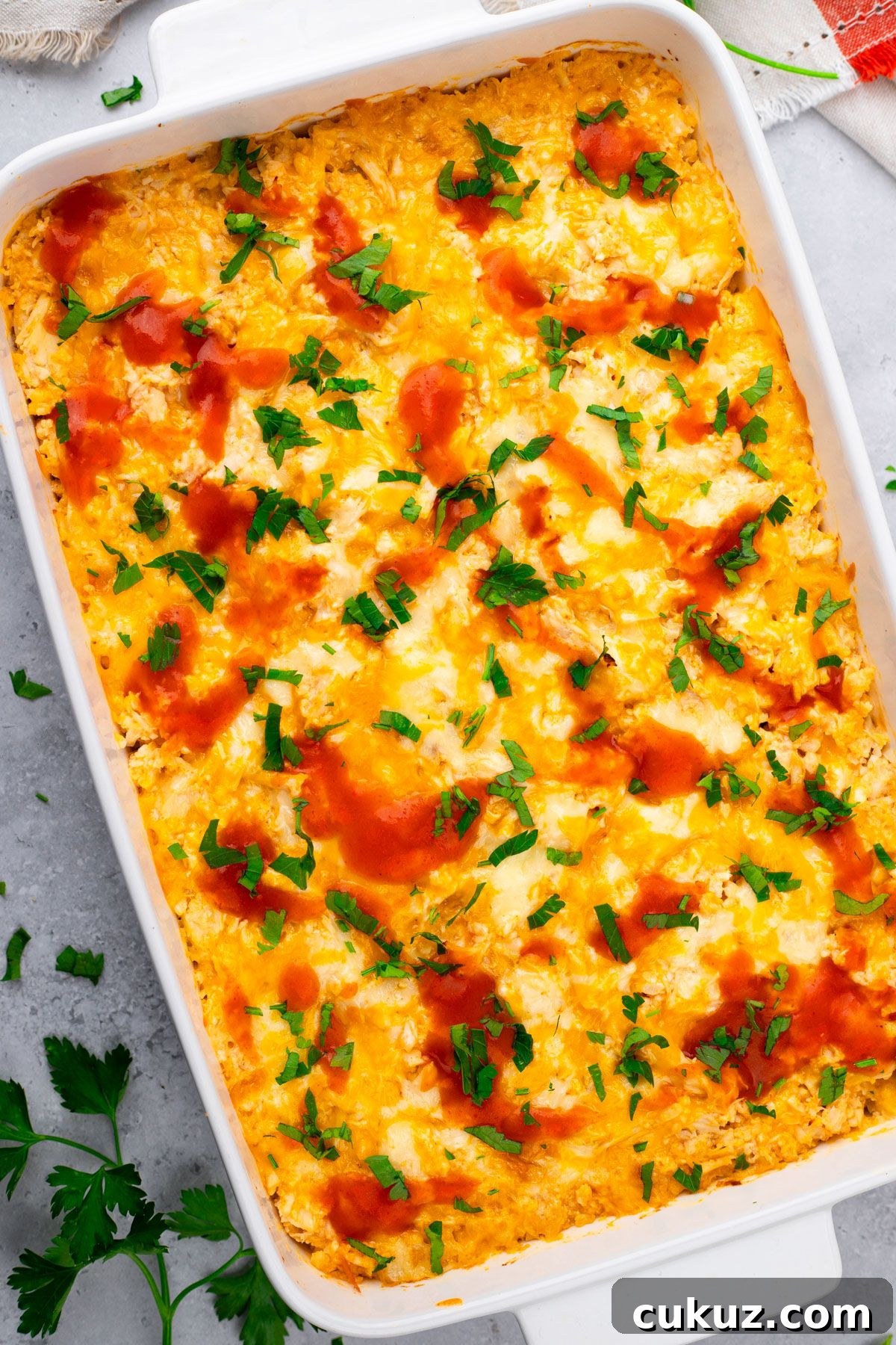 Buffalo Chicken Cauliflower Casserole
