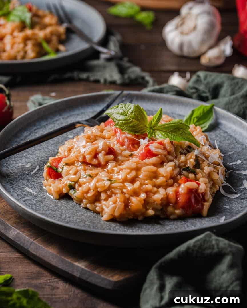 Creamy Tomato and Basil Risotto Recipe — Classic Italian Risotto 3 Cherry Tomato Garlic Basil Risotto