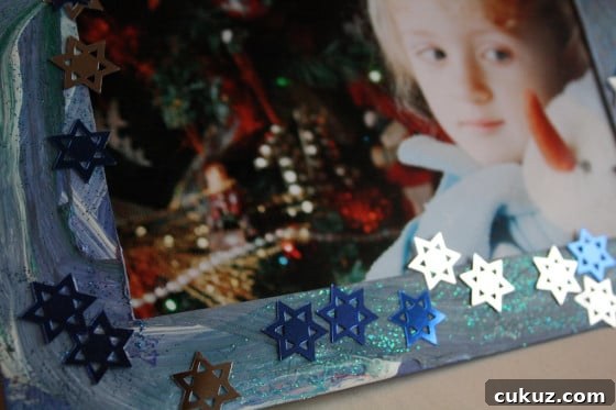 photo of preschooler in homemade cardboard frame