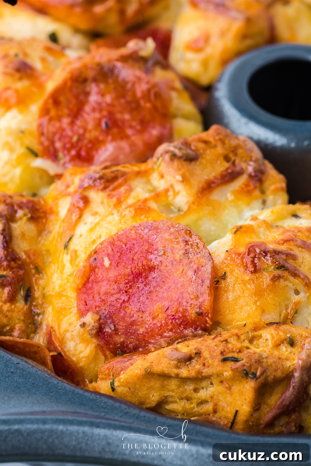 Easy Pull-Apart Pizza Bread! It has the perfect combination of melted cheese and pepperoni.