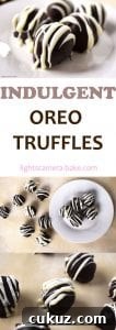 No-Bake Chocolate-Dipped Oreo Truffles 6 Oreo Truffles are divine, decadent and indulgent! Three ingredients and no bake these are so easy to make. Oreos and cream cheese covered in melted chocolate and drizzled with white chocolate for the professional finish.